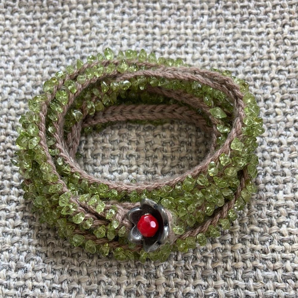 Vintage crochet citrine rope bracelet necklace